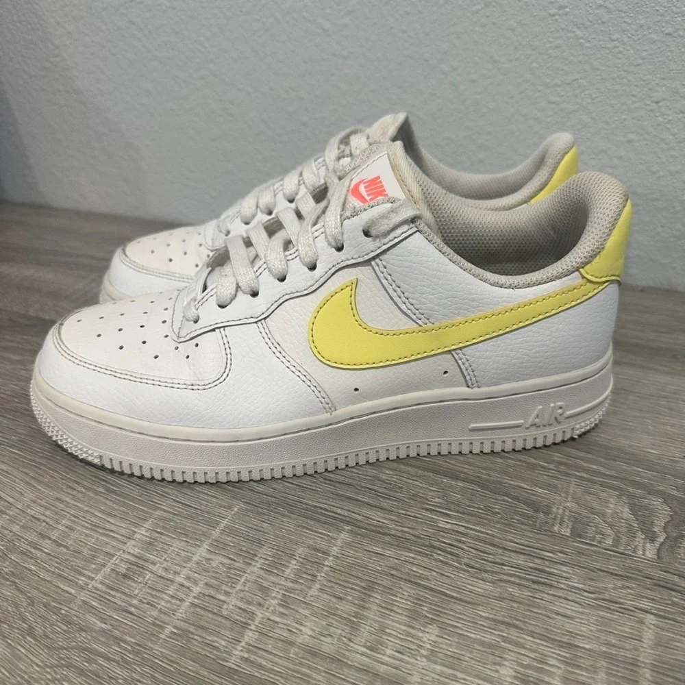 Nike Air Force 1 White and Yellow Shoes